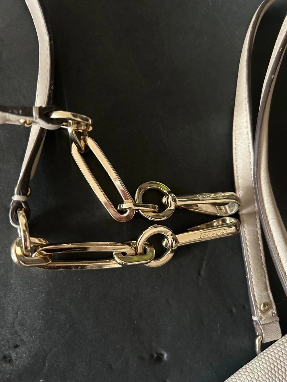 Coach Cream Shoulder Bag with Gold Tone Hardware